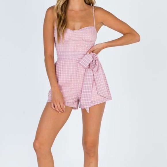 Princess Polly Pants - Princess Polly pale pink checkered Ashanti romper